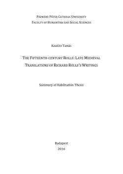 THE FIFTEENTH-CENTURY ROLLE:LATE MEDIEVAL