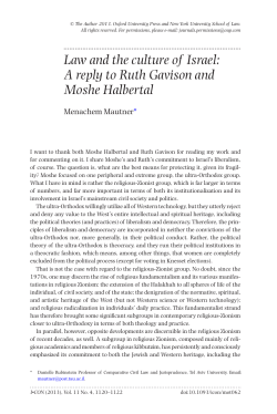 Law and the culture of Israel: A reply to Ruth Gavison and Moshe