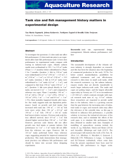 Tank size and fish management history matters in experimental design
