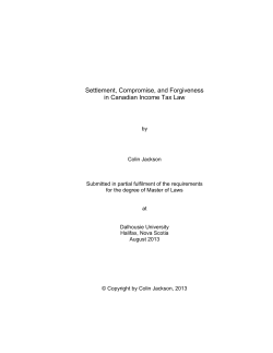 Settlement, Compromise, and Forgiveness in Canadian Income Tax