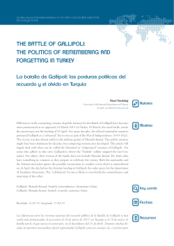 The BaTTle of Gallipoli: The poliTics of RememBeRinG and