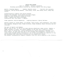 APOLLO AND DAPHNE by G. F. Handel. Libretto anonymous