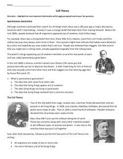 HW 9/8 Cell Theory