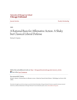 A Rational Basis for Affirmative Action: A Shaky but Classical Liberal