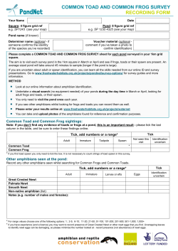 Toad and Frog survey form - Freshwater Habitats Trust
