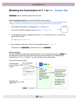 Modeling the Factorization of x2 + bx + c