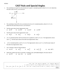 Day 8 &ndash; Worksheet &ndash; CAST Rule and Speical Triangles