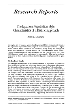 The Japanese Negotiation Style: Characteristics of a Distinct Approach