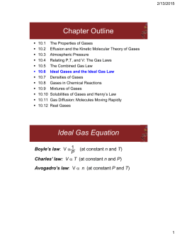 Chapter Outline Ideal Gas Equation