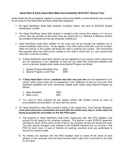 Head Start/Early Head Start Meal Accountability Procedure