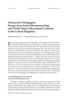 Democratic Pedagogies: Perspectives from Ethnomusicology and