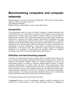 Benchmarking computers and computer networks