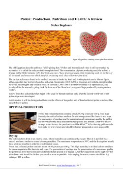 Pollen: Production, Nutrition and Health - News - bee