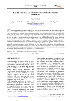 Hazard Chemicals in Some Food Packaging Materials (A Review