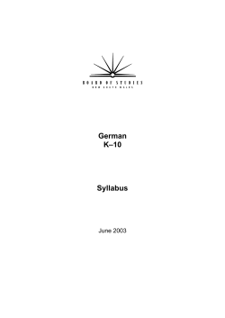 German K&ndash;10 Syllabus