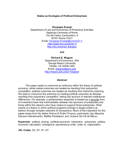 States as Ecologies of Political Enterprises, di G. Eusepi