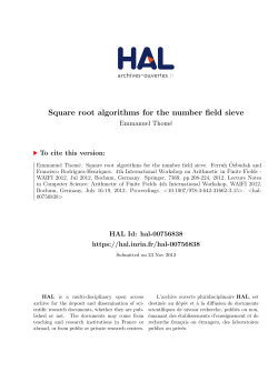 Square root algorithms for the number field sieve - HAL