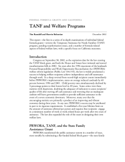TANF and Welfare Programs - Public Policy Institute of California