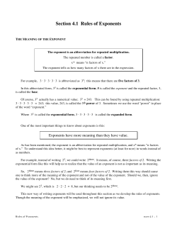 Section 4.1 Rules of Exponents