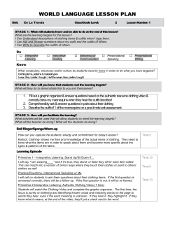 La Ropa Lesson Plan - Path 2 Proficiency