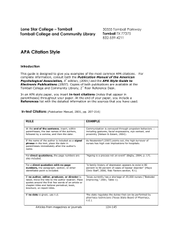 APA Citation Style - Lone Star College