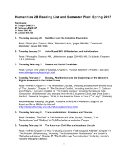 Humanities 2B Reading List Spring 2017 Final Draft