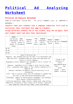 Political Ad Analyzing Worksheet