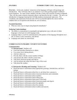 Spanish 1: Introductory Unit - Para empezar