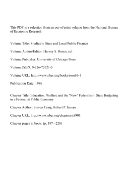 Education, Welfare and the “New” Federalism: State