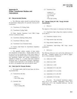Appendix B Power Transformer Studies and Calculations