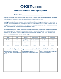5th Grade Summer Reading Response