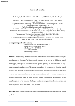 Silent Speech Interfaces B. Denby1,4, T. Schultz2, K. Honda3, T