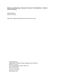 Phonetics and Phonology in Russian Unstressed
