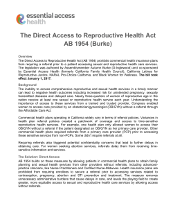 The Direct Access to Reproductive Health Act AB 1954