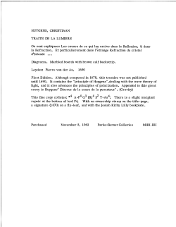 HUYGENS, CHRISTIAAN TRAITE DE LA