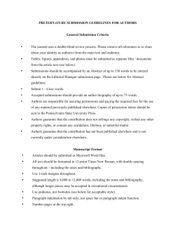PRETERNATURE SUBMISSION GUIDELINES FOR AUTHORS