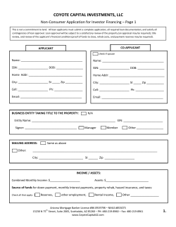 Coyote Capital Loan Application Pak PDF