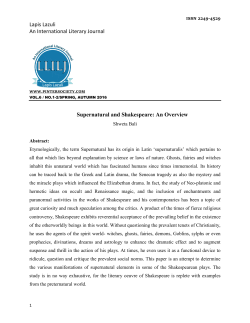 Lapis Lazuli An International Literary Journal Supernatural and