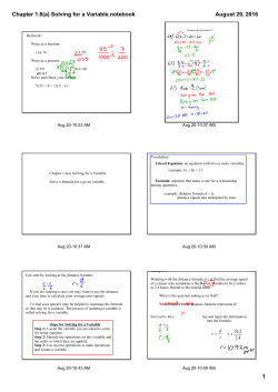 Chapter 1.6(a) Solving for a Variable.notebook