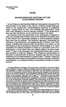 READER-RESPONSE CRITICISM AND THE ALLEGORIZING
