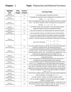 Chapter: 2 Topic: Polynomial and Rational Functions