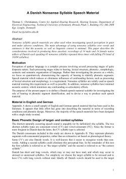 A Danish Nonsense Syllable Speech Material