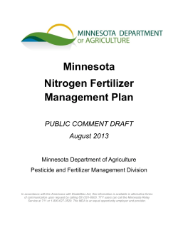Minnesota Nitrogen Fertilizer Management Plan