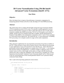3D Vector Normalization Using 256 Bit AVX