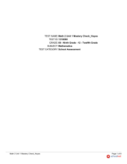 TEST NAME:Math 2 Unit 1 Mastery Check_Hayes TEST ID:1318098
