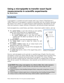Using a micropipette to transfer exact liquid measurements in
