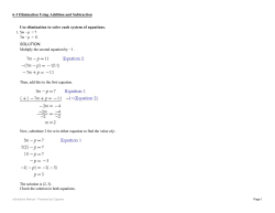Use elimination to solve each system of equations. 1. 5m &minus;p = 7 7m