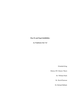 Pius IX and Papal Infallibility: La Tradizione Son` Io! Elizabeth King