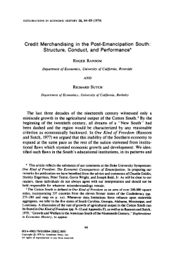 Credit Merchandising in the Post-Emancipation South: Structure