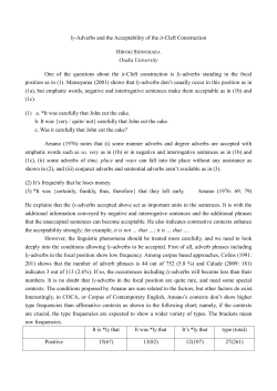 ly-Adverbs and the Acceptability of the it